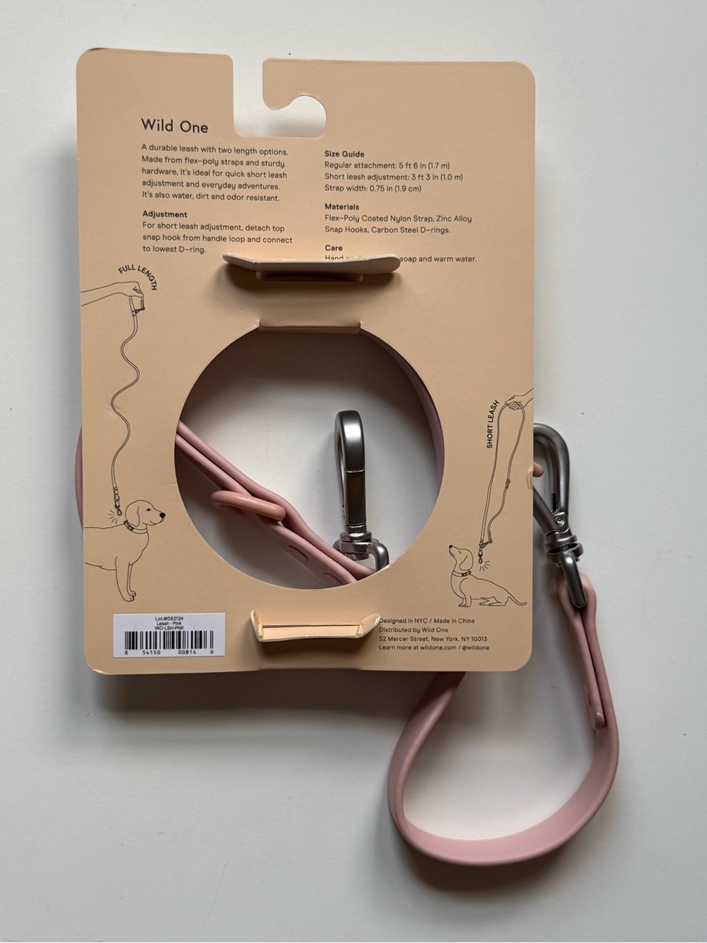 Wild One Waterproof Dog Leash - Standard Size - Pink - Picture 6 of 16